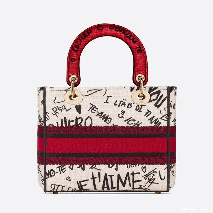 Cheap Graffiti D-lite Lady Motif Dioramour Bag White Canvas Medium 0708 Luxury